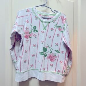 TBBC Floral Classic Comfy Crewneck Pink and Green Kids Sweatshirt- size 5